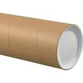 The Packaging Wholesalers Jumbo Mailing Tubes With Caps, 5" Dia. x 36"L, 0.125" Thick, Kraft, 15/Pack HD5036K